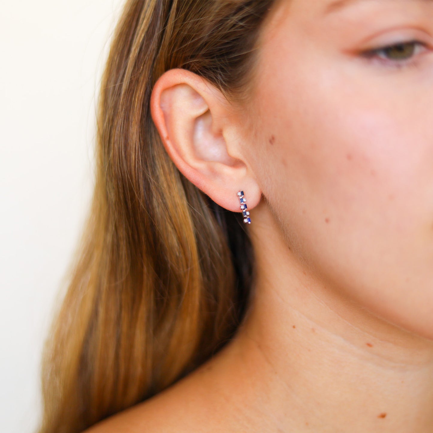 Aretes Cascade Diamantes y Zafiros