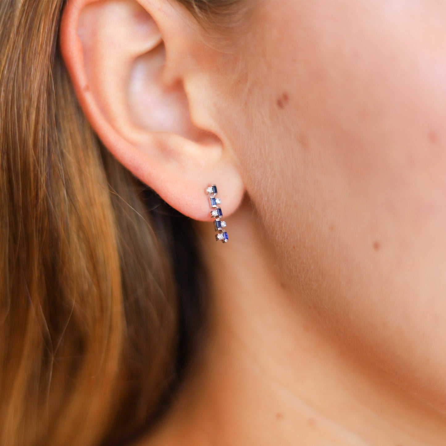 Aretes Cascade Diamantes y Zafiros