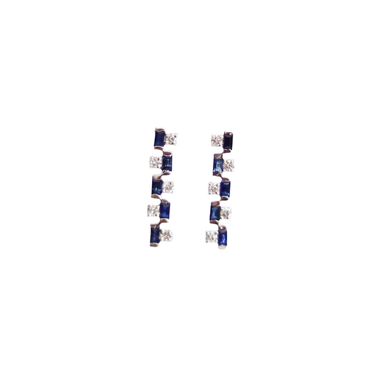 Aretes Cascade Diamantes y Zafiros