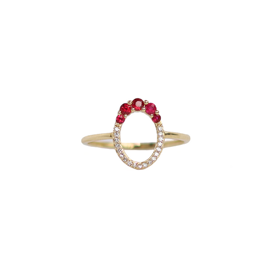 Anillo Oval Rubí y Diamantes