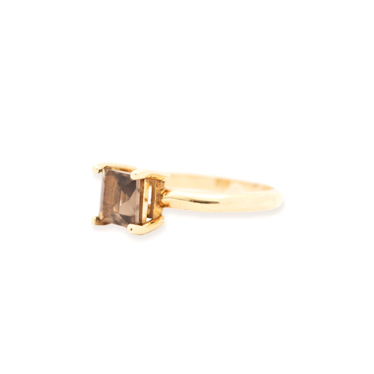 Anillo Solitario Cuarzo Ahumado