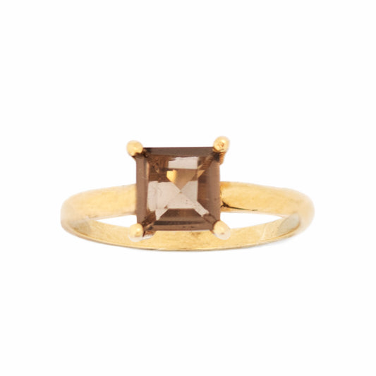 Anillo Solitario Cuarzo Ahumado