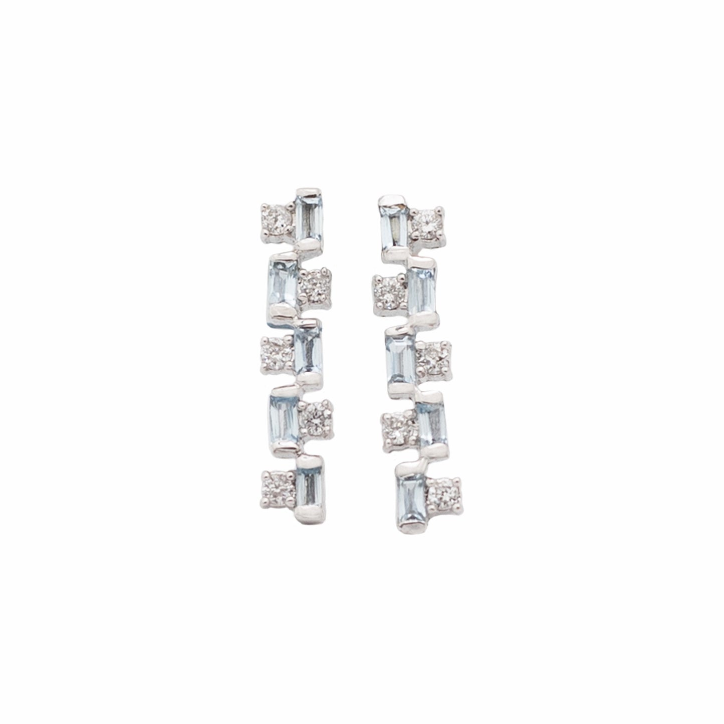 Aretes Cascade Diamantes y Aguamarina
