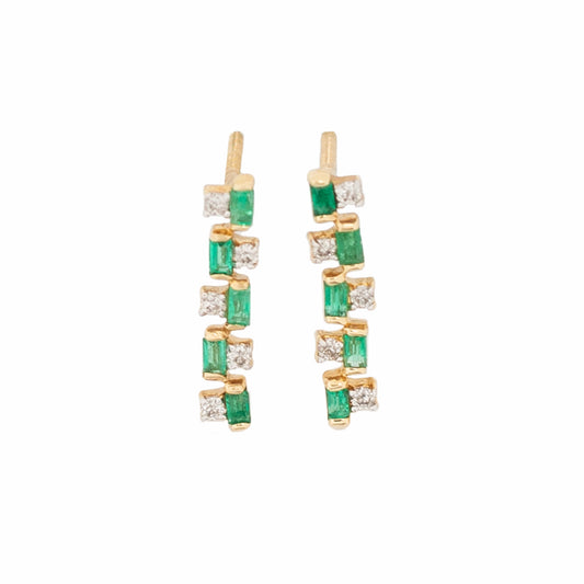 Aretes Cascade Diamantes y Esmeraldas