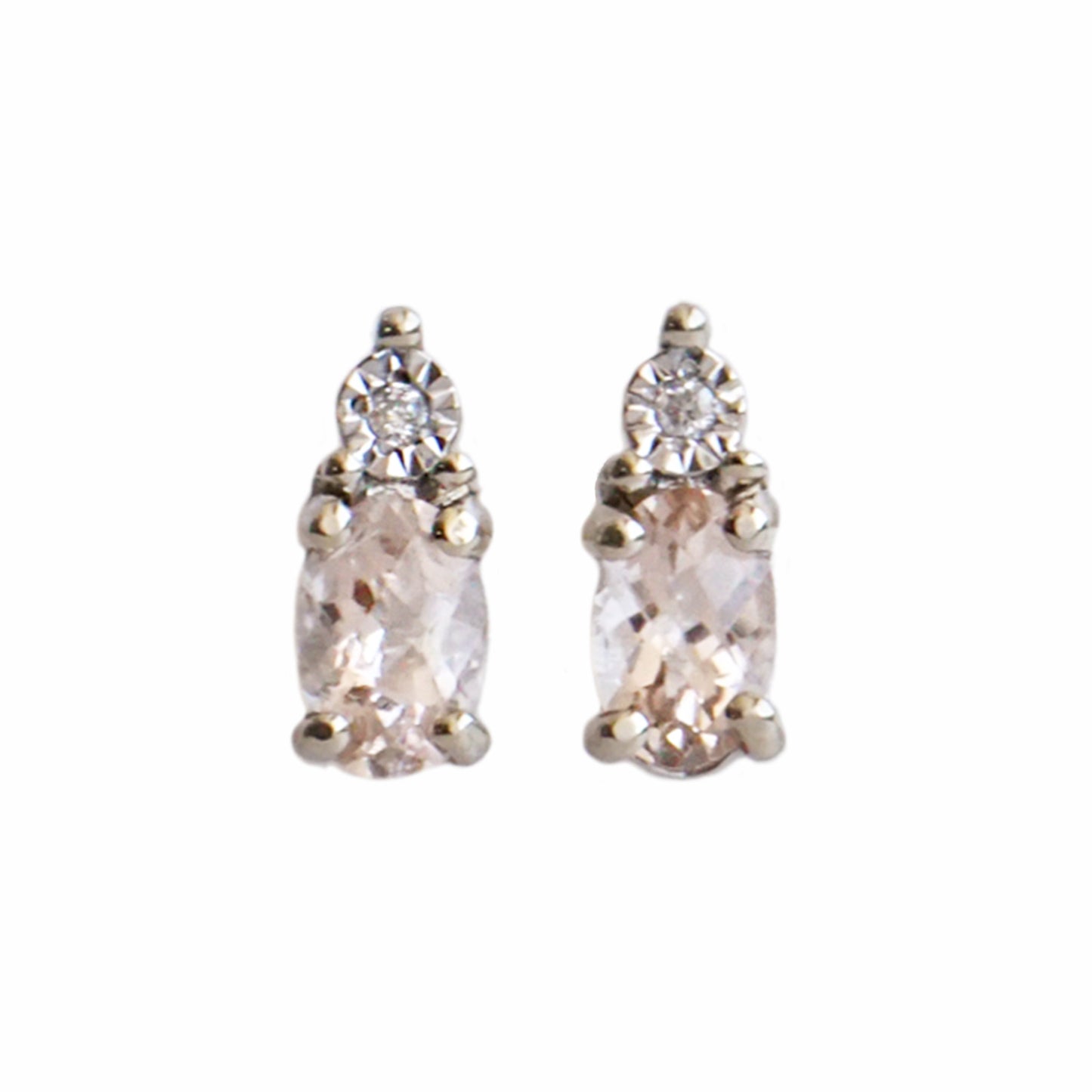 Aretes Morganita Ovalada Oro Blanco
