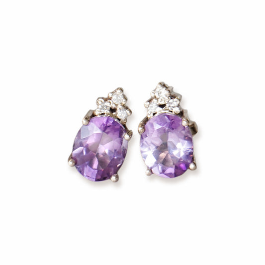 Aretes Stud Amatista Oval Accent