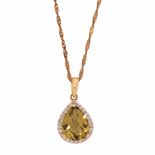 Collar Peridoto Pear Cut y Diamantes