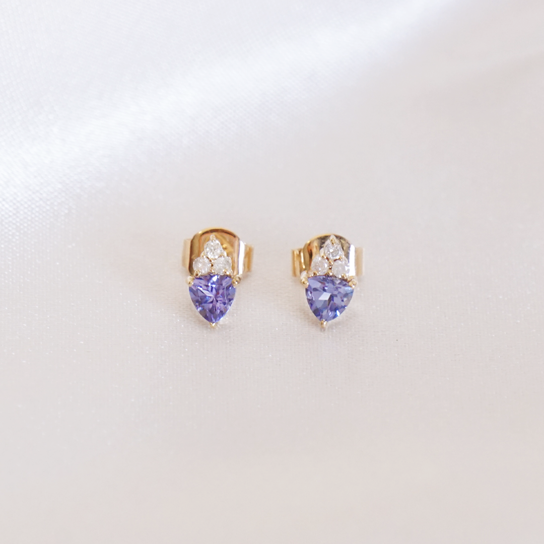 Aretes Stud Trifecta Tanzanita