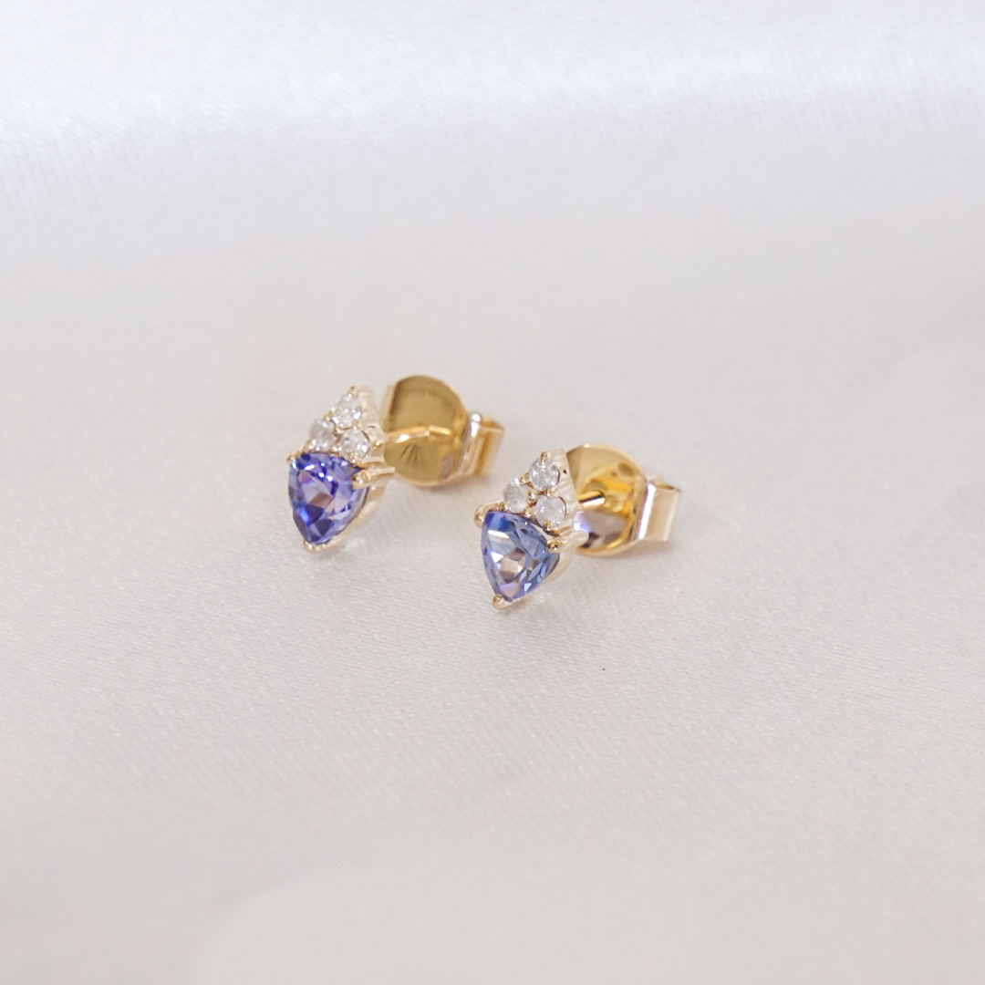 Aretes Stud Trifecta Tanzanita