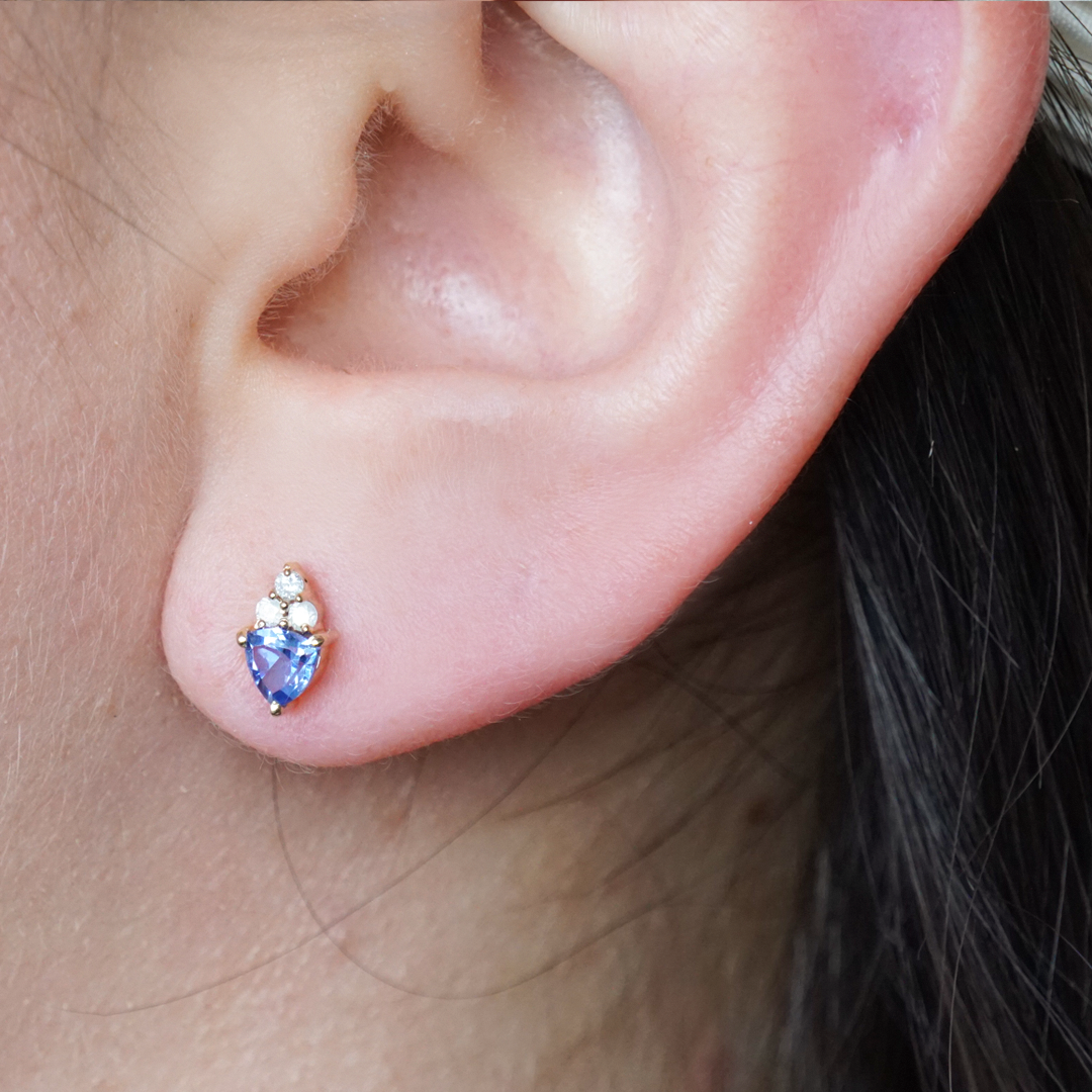 Aretes Stud Trifecta Tanzanita