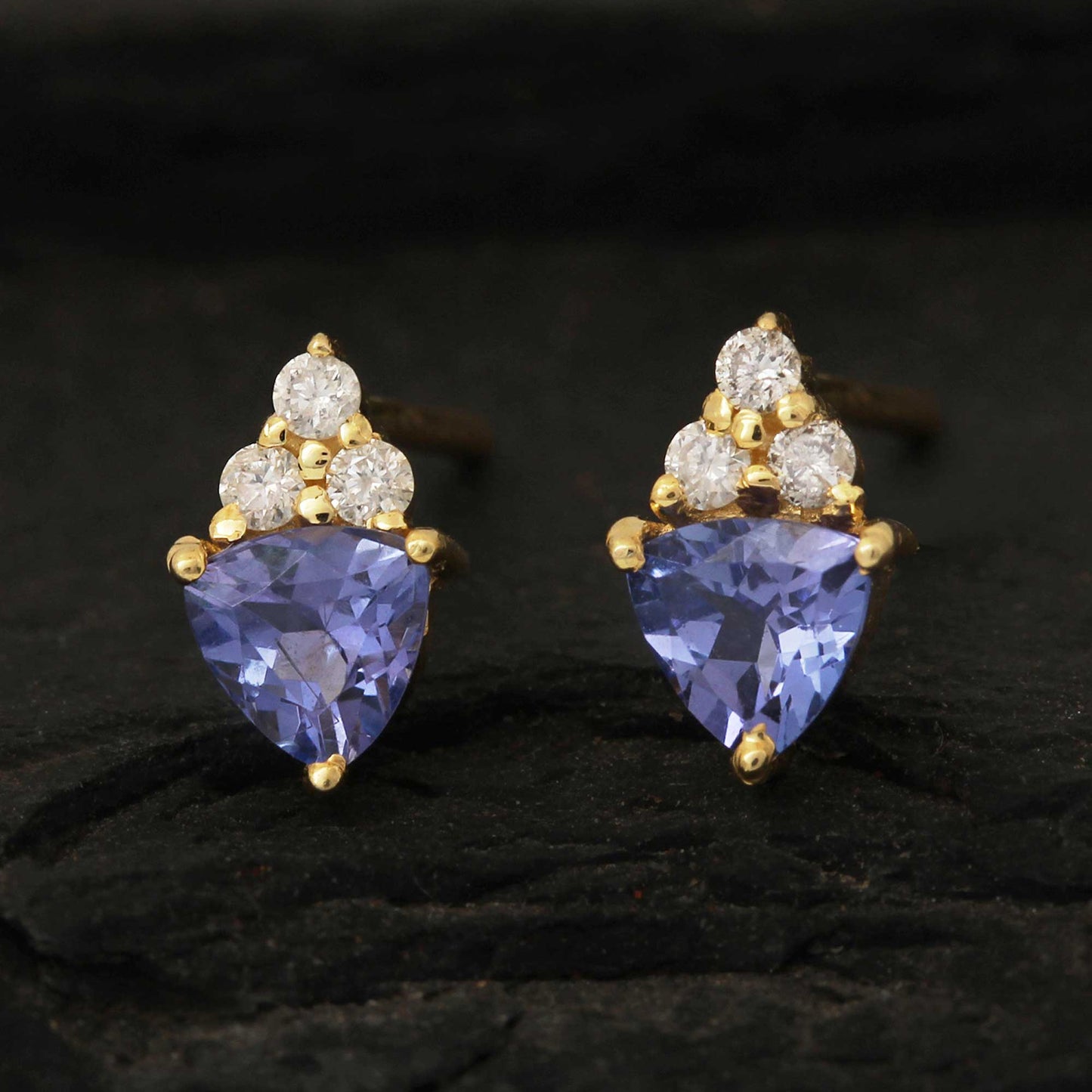 Aretes Stud Trifecta Tanzanita